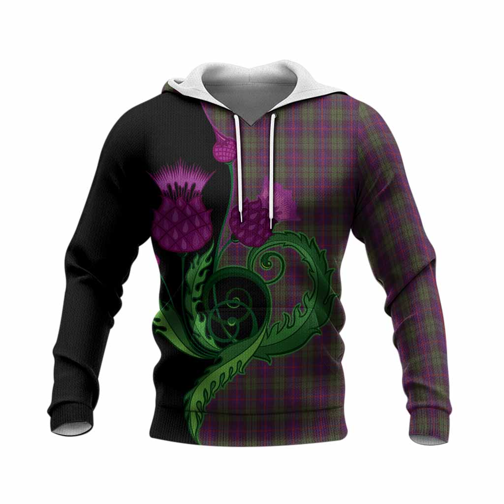 Urquhart Tartan Knitted Hoodie Traditional Scottish Thistle