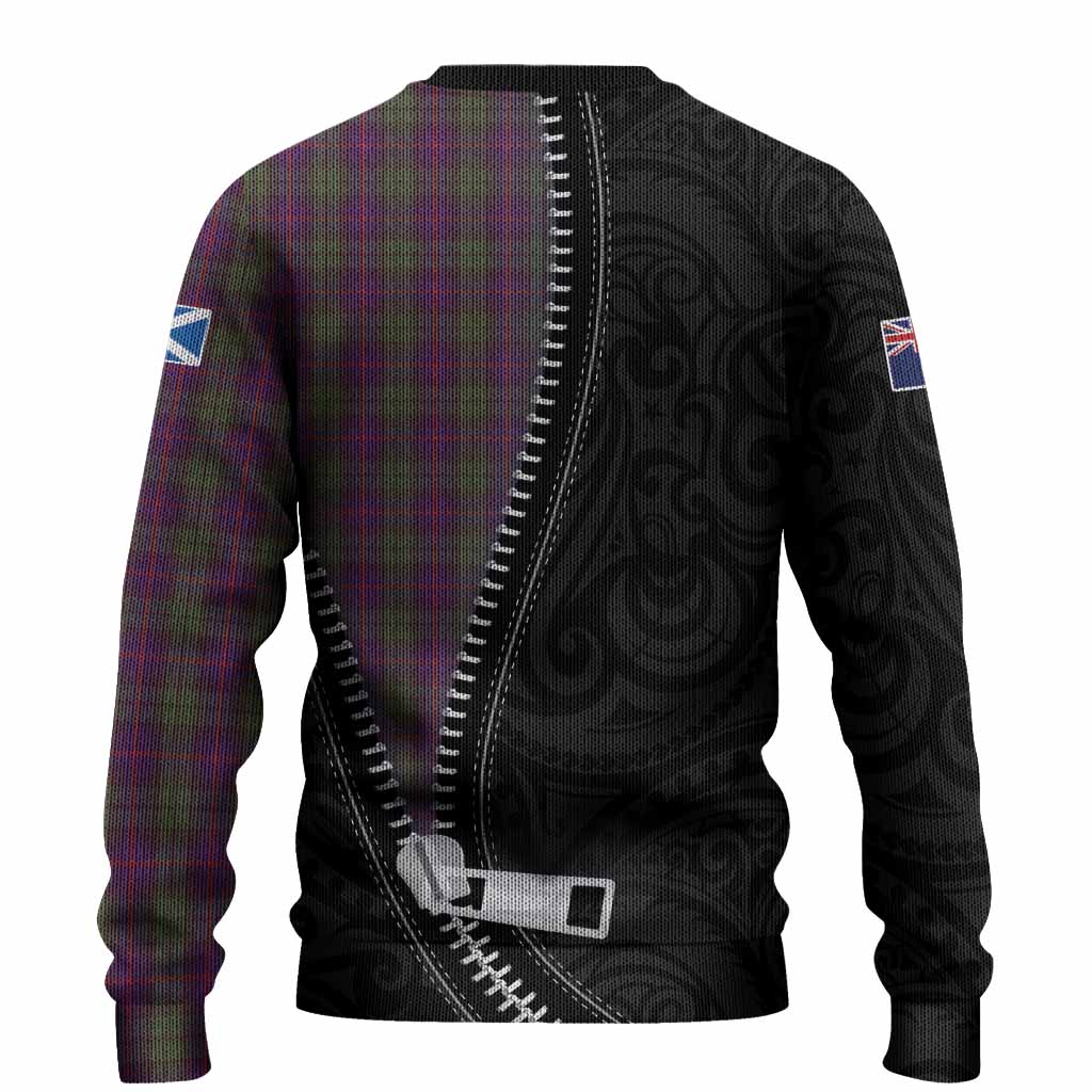 Urquhart Tartan Knitted Sweater New Zealand Pattern Unique Zipper Stylized
