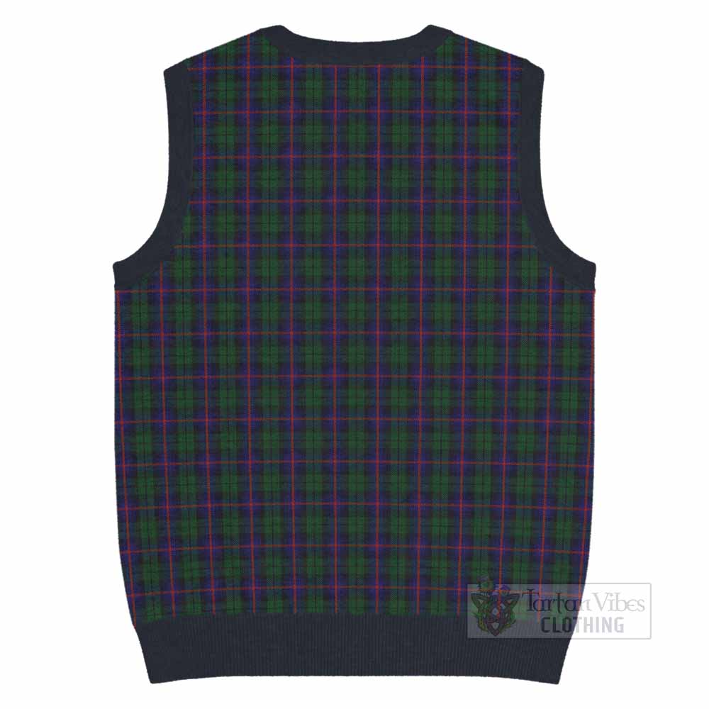 Urquhart Tartan Knitted V-Neck Vest with Family Crest - Tartan Vibes Clothing