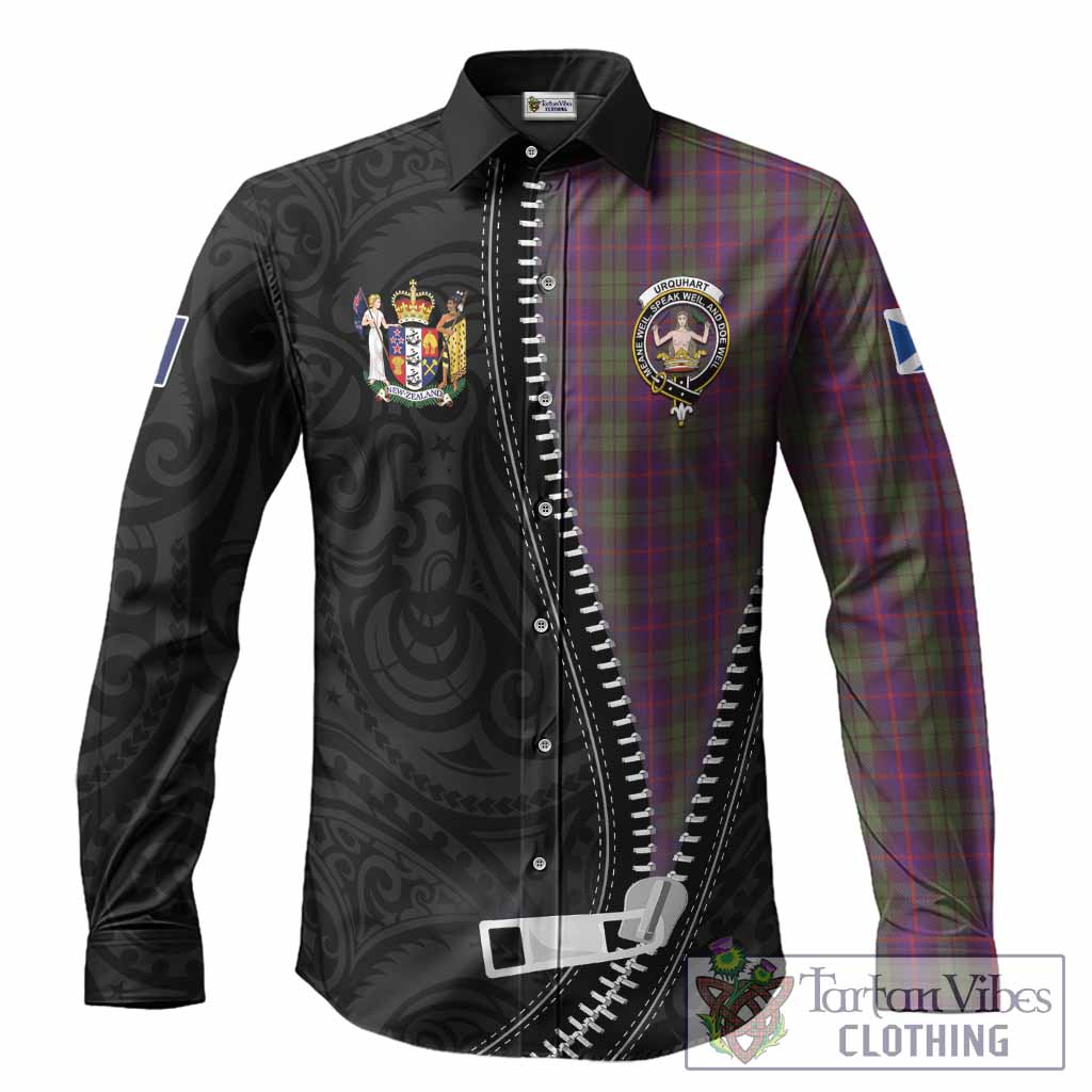 Urquhart Tartan Long Sleeve Button Shirts New Zealand Pattern Unique Zipper Stylized