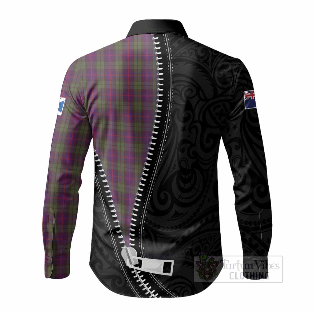 Urquhart Tartan Long Sleeve Button Shirts New Zealand Pattern Unique Zipper Stylized