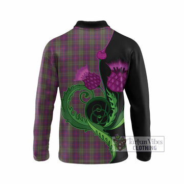 Urquhart Tartan Long Sleeve Polo Shirt Traditional Scottish Thistle