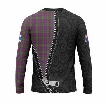 Urquhart Tartan Long Sleeve T-Shirt New Zealand Pattern Unique Zipper Stylized