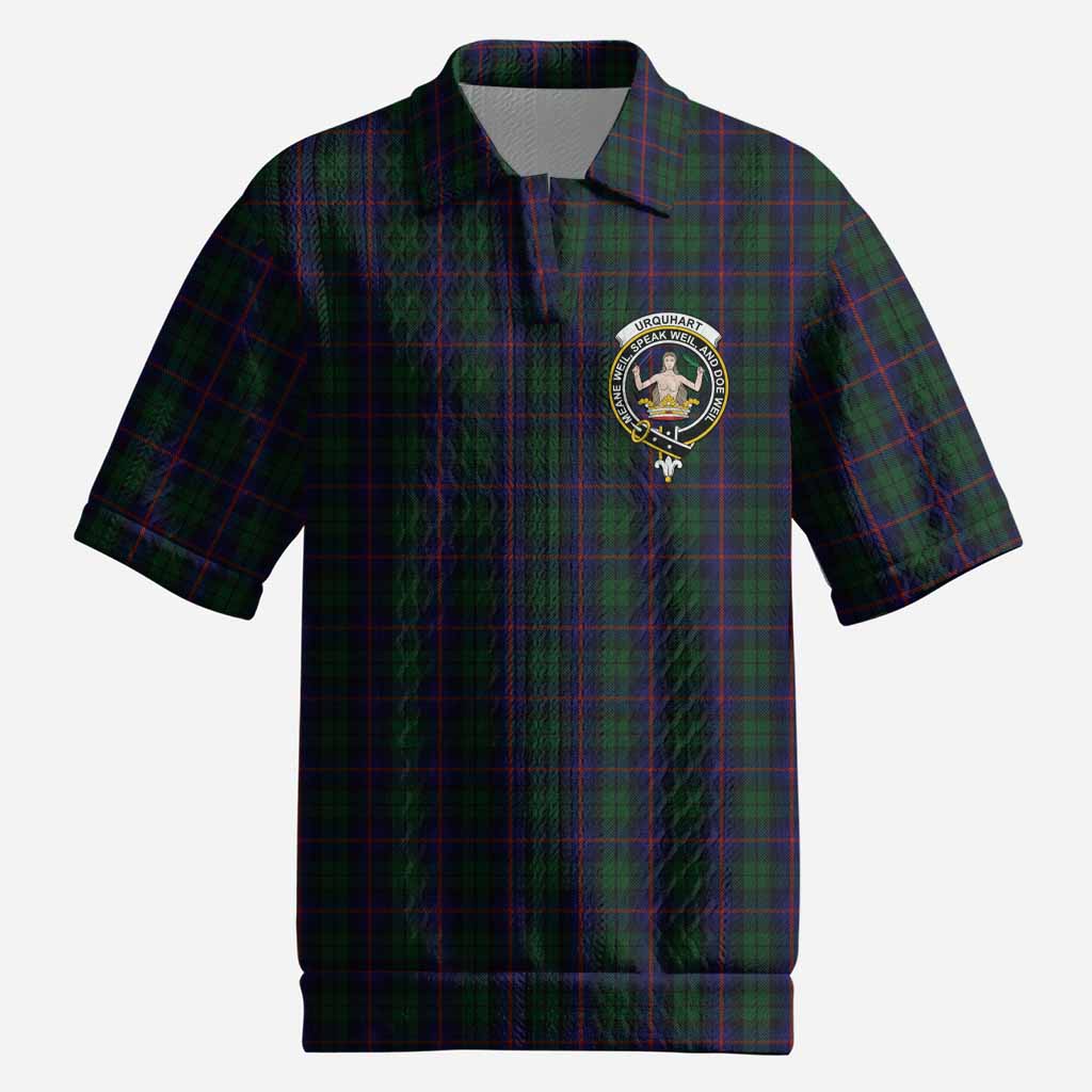 Urquhart Tartan Men’s Polo Sweater Top with Family Crest