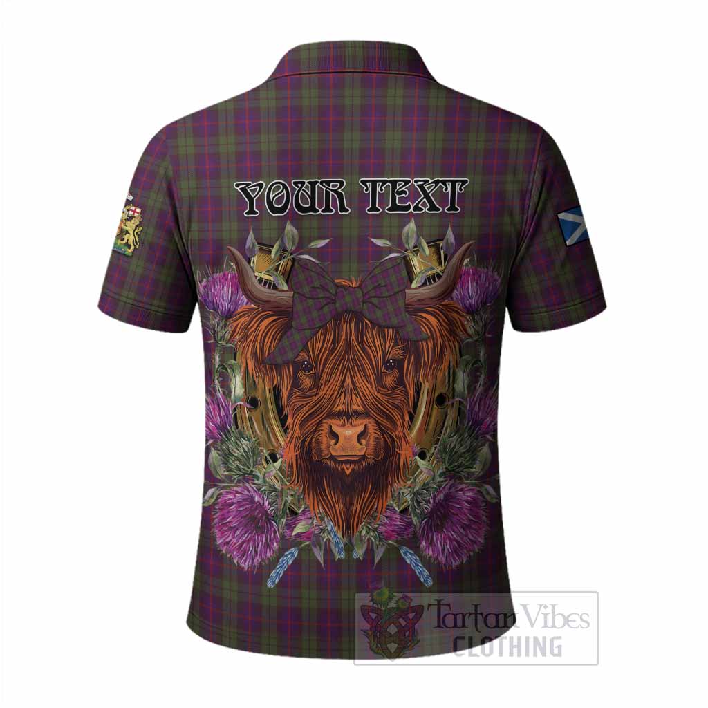 Urquhart Tartan Polo Shirt Scottish Thistle Heilan Coo