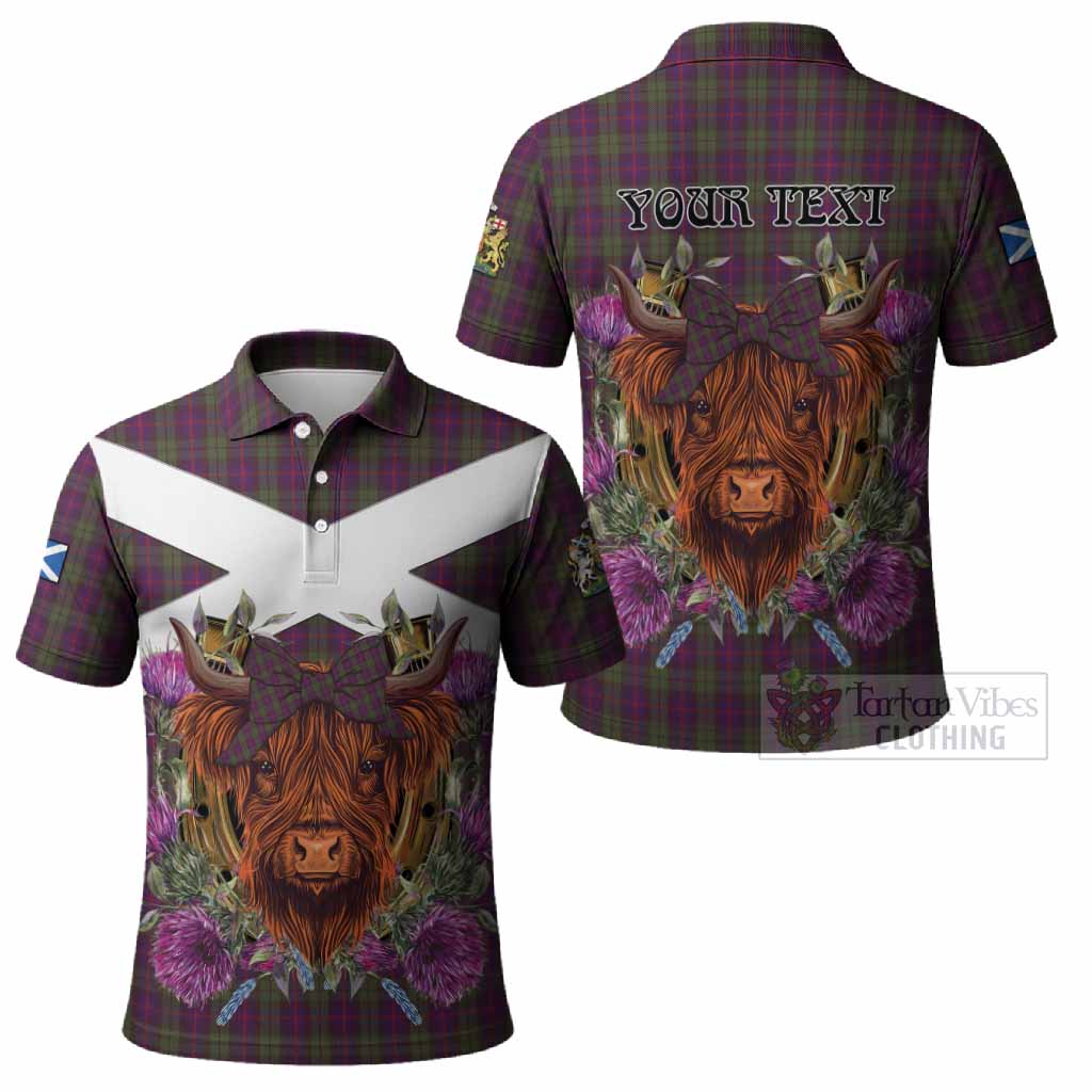 Urquhart Tartan Polo Shirt Scottish Thistle Heilan Coo