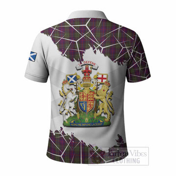 Urquhart Tartan Polo Shirt with Family Crest and Lion Rampant Grunge Style