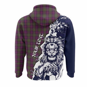 Urquhart Tartan Scottish Hoodie Angry Lion With Soccer Ball Style