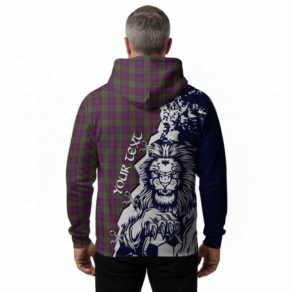 Urquhart Tartan Scottish Hoodie Angry Lion With Soccer Ball Style