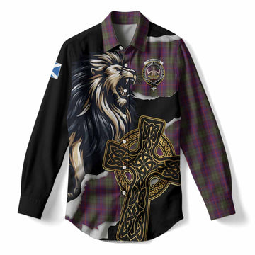 Urquhart Tartan Scottish Women Casual Shirt Lion Celtic Heritage