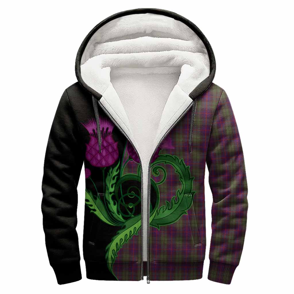 Urquhart Tartan Sherpa Hoodie Traditional Scottish Thistle