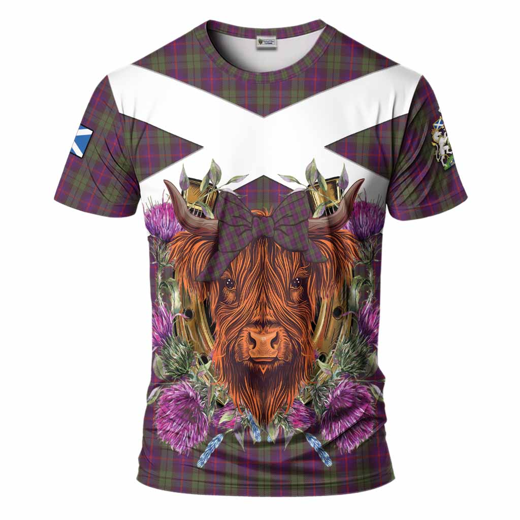 Urquhart Tartan T-Shirt Scottish Thistle Heilan Coo