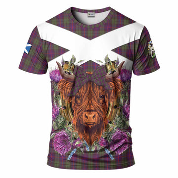 Urquhart Tartan T-Shirt Scottish Thistle Heilan Coo