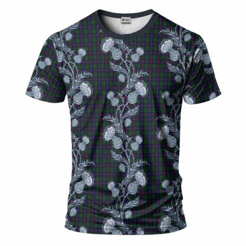 Urquhart Tartan T-Shirt Seamless Scottish Thistle Flowers