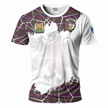 Urquhart Tartan T-Shirt with Family Crest and Lion Rampant Grunge Style