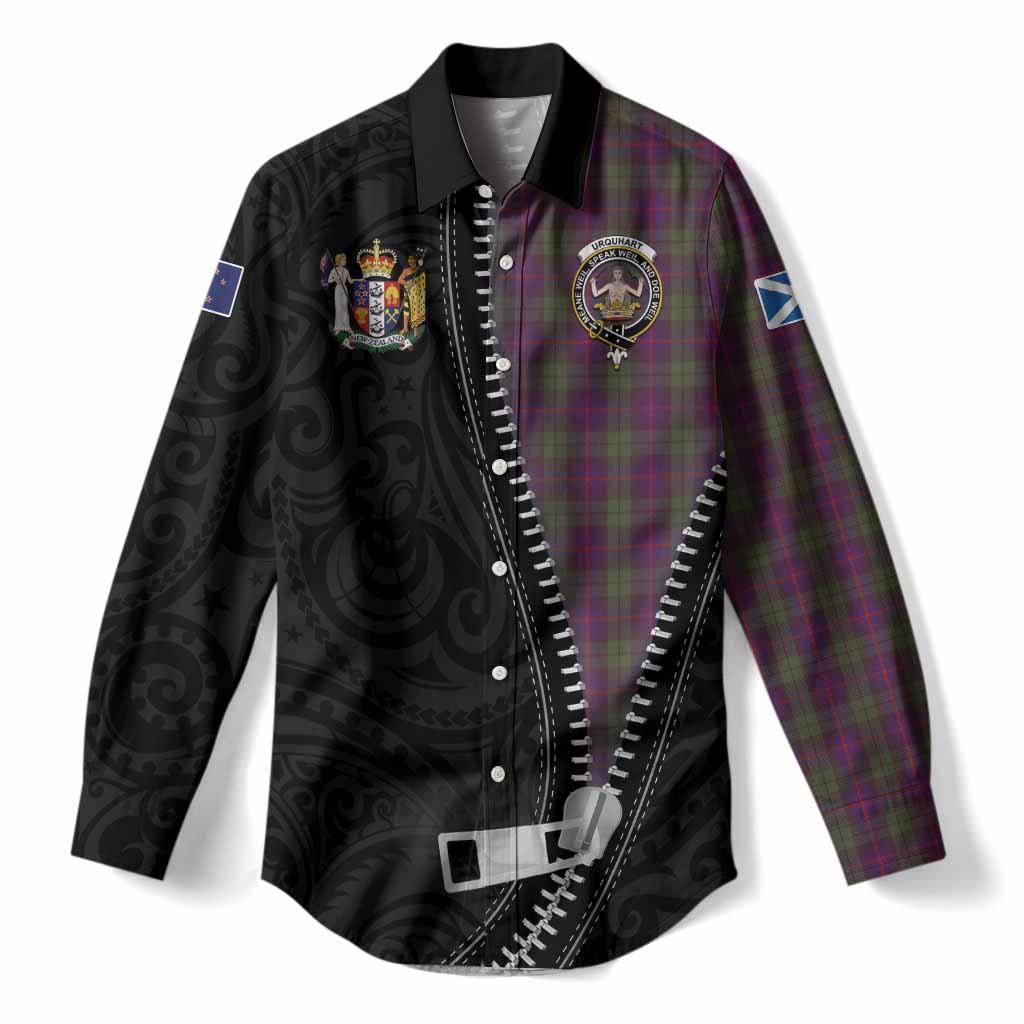 Urquhart Tartan Women Casual Shirt New Zealand Pattern Unique Zipper Stylized