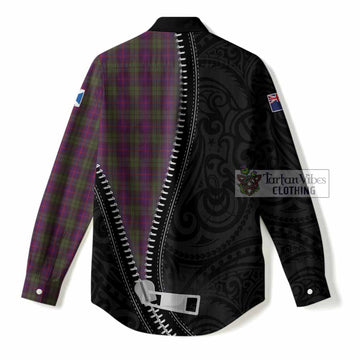 Urquhart Tartan Women Casual Shirt New Zealand Pattern Unique Zipper Stylized
