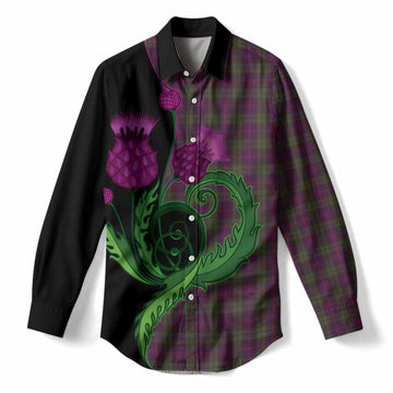 Urquhart Tartan Women Casual Shirt Traditional Scottish Thistle