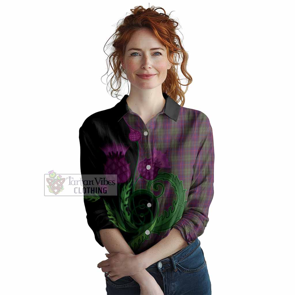 Urquhart Tartan Women Casual Shirt Traditional Scottish Thistle