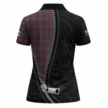 Urquhart Tartan Women Polo Shirt New Zealand Pattern Unique Zipper Stylized