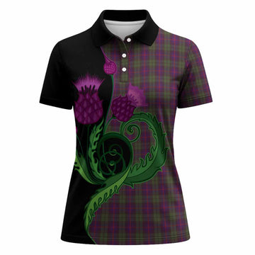 Urquhart Tartan Women Polo Shirt Traditional Scottish Thistle