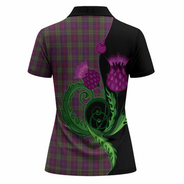 Urquhart Tartan Women Polo Shirt Traditional Scottish Thistle