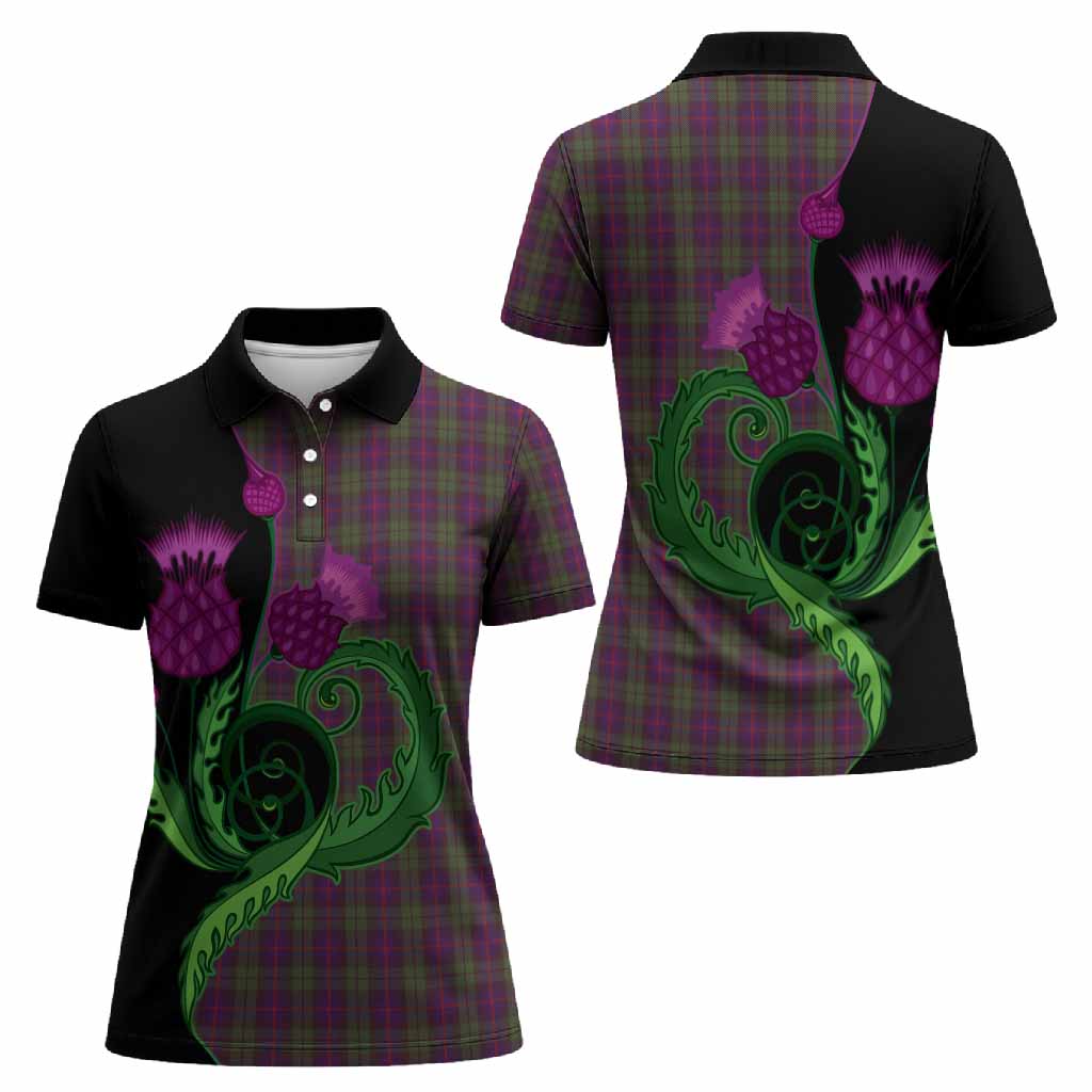 Urquhart Tartan Women Polo Shirt Traditional Scottish Thistle
