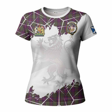 Urquhart Tartan Women T shirt with Family Crest and Lion Rampant Grunge Style