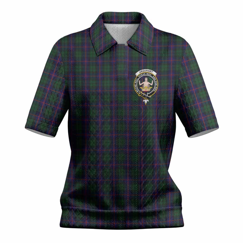 Urquhart Tartan Women’s Polo Sweater Top with Family Crest
