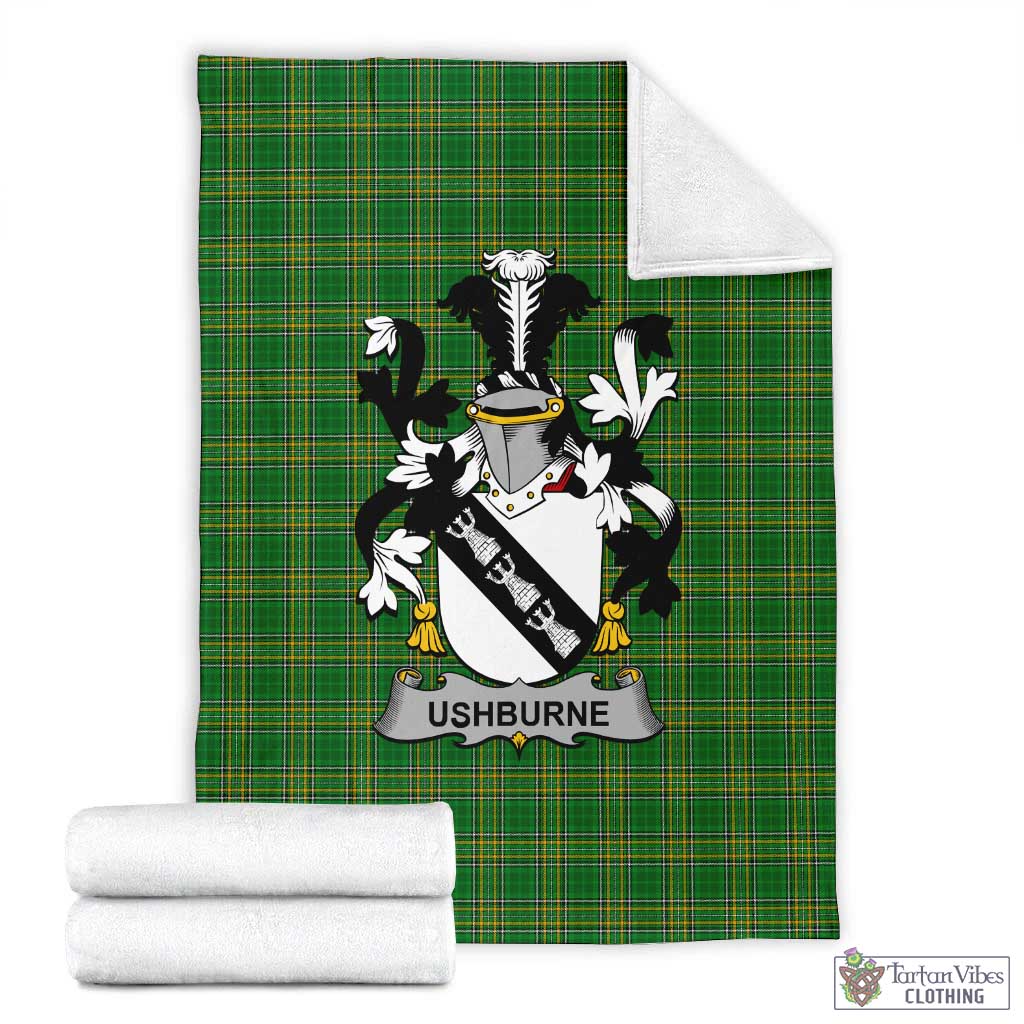 Ushburne Irish Clan Tartan Blanket with Coat of Arms X-Large 59 x 79 inches 150 x 200 cm - Tartan Vibes Clothing