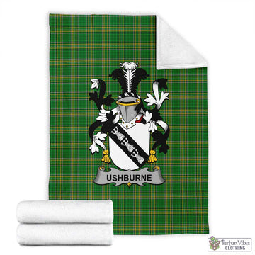 Tartan Vibes Clothing Ushburne Irish Clan Tartan Blanket with Coat of Arms