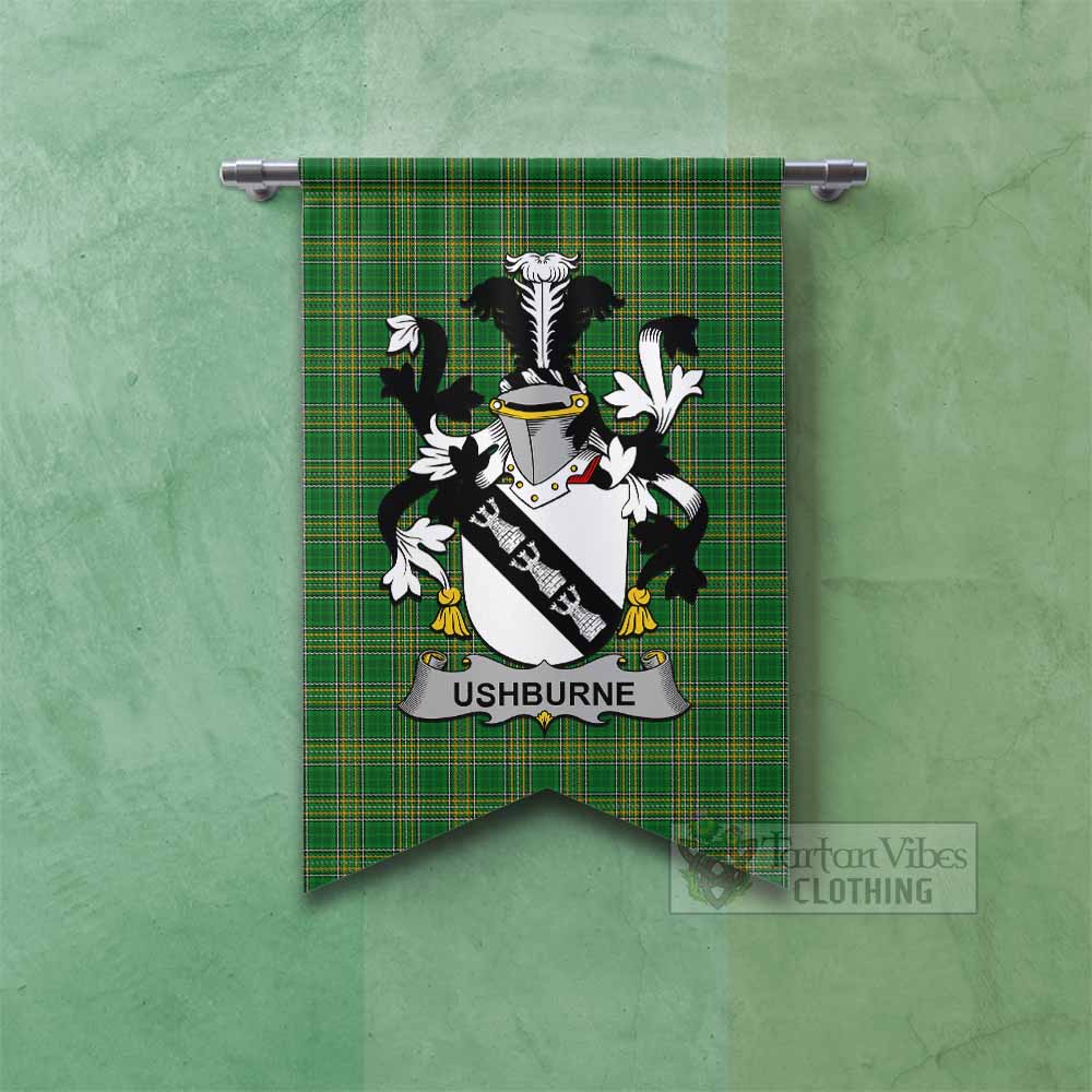 Ushburne Irish Clan Tartan Gonfalon, Tartan Banner with Coat of Arms Fishtail - Tartan Vibes Clothing