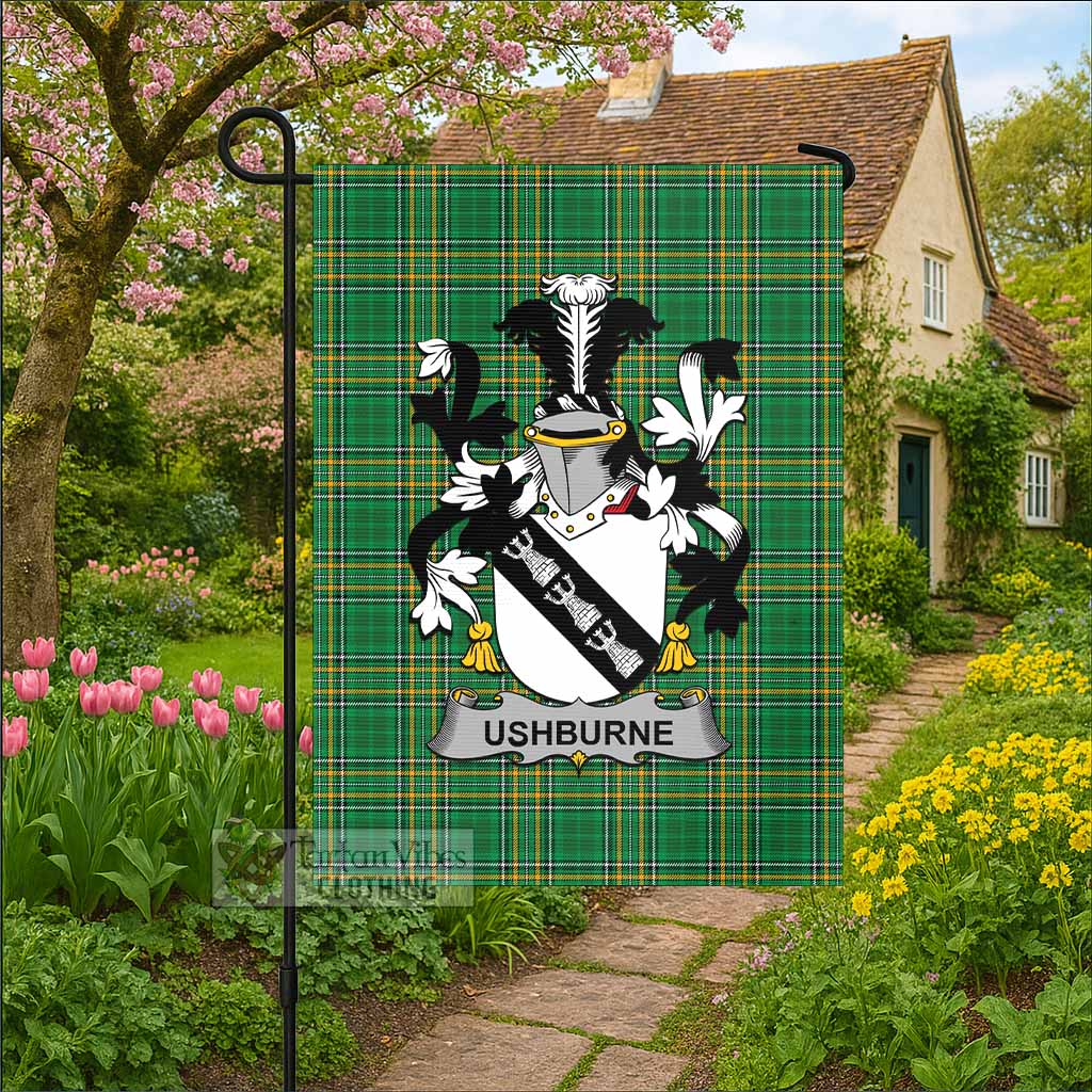 Ushburne Irish Clan Tartan Flag with Coat of Arms