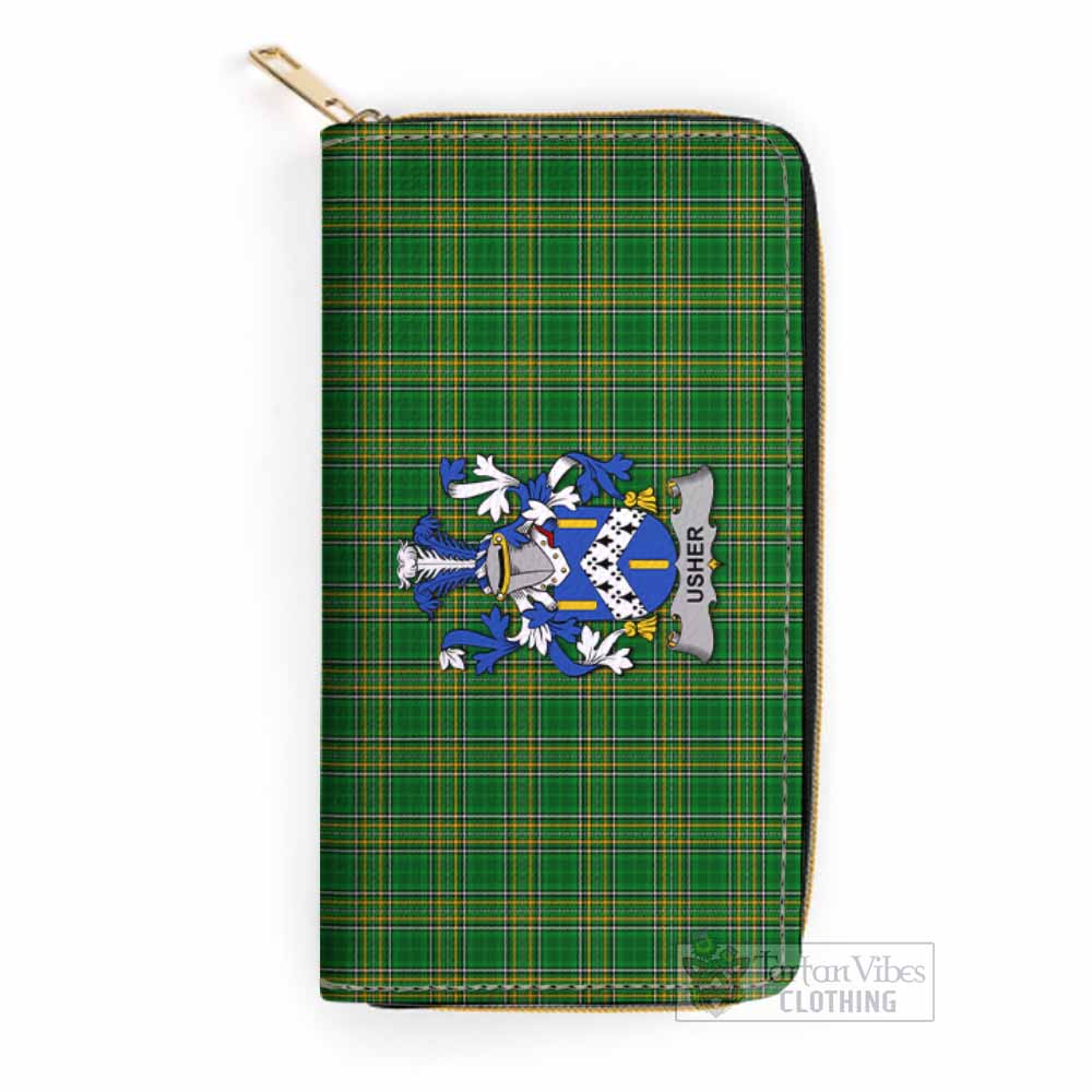 Usher Irish Clan Tartan Women's Leather Wallet with Coat of Arms One Size 19.7*10.5*3.5 cm - Tartan Vibes Clothing