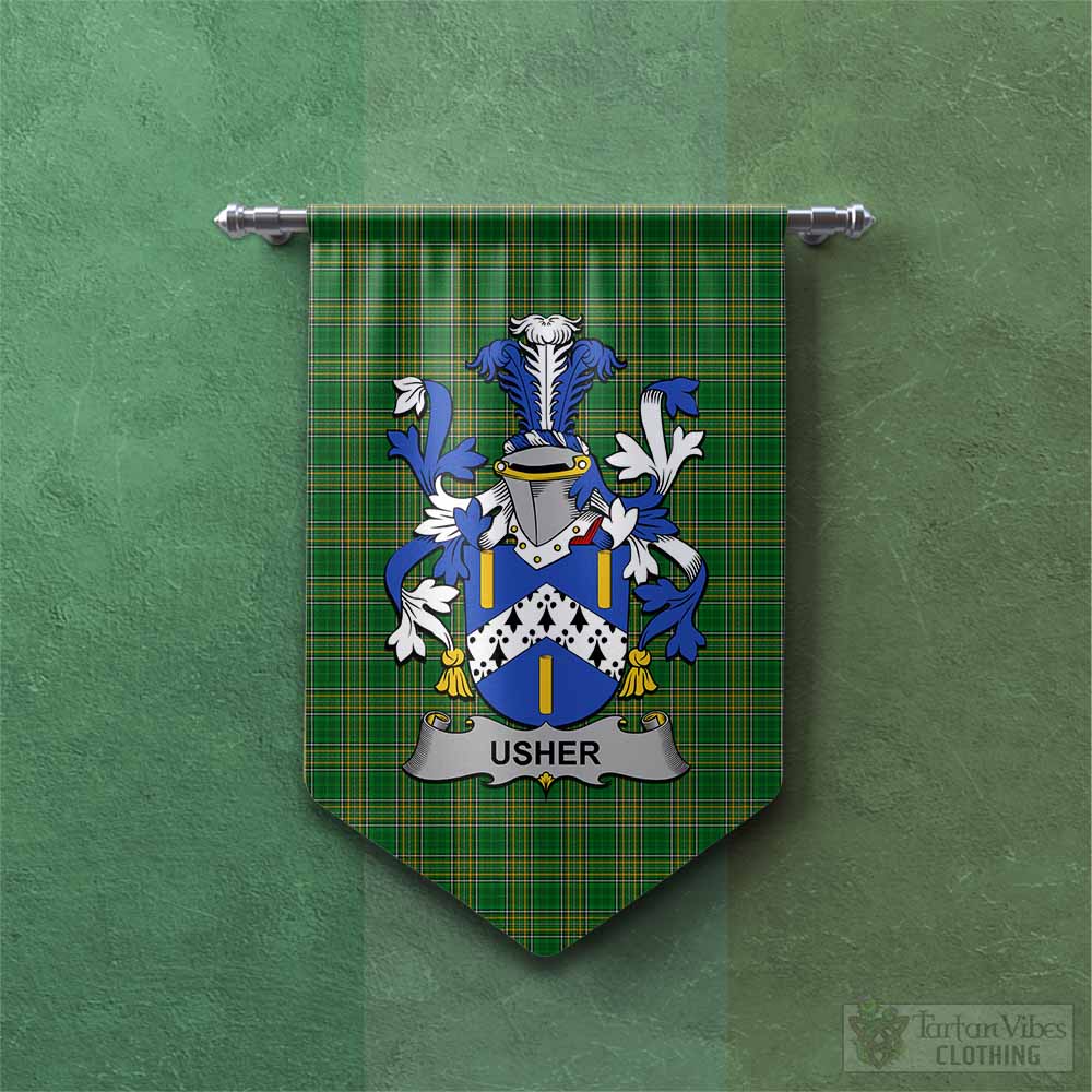 Usher Irish Clan Tartan Gonfalon, Tartan Banner with Coat of Arms Chevron - Tartan Vibes Clothing