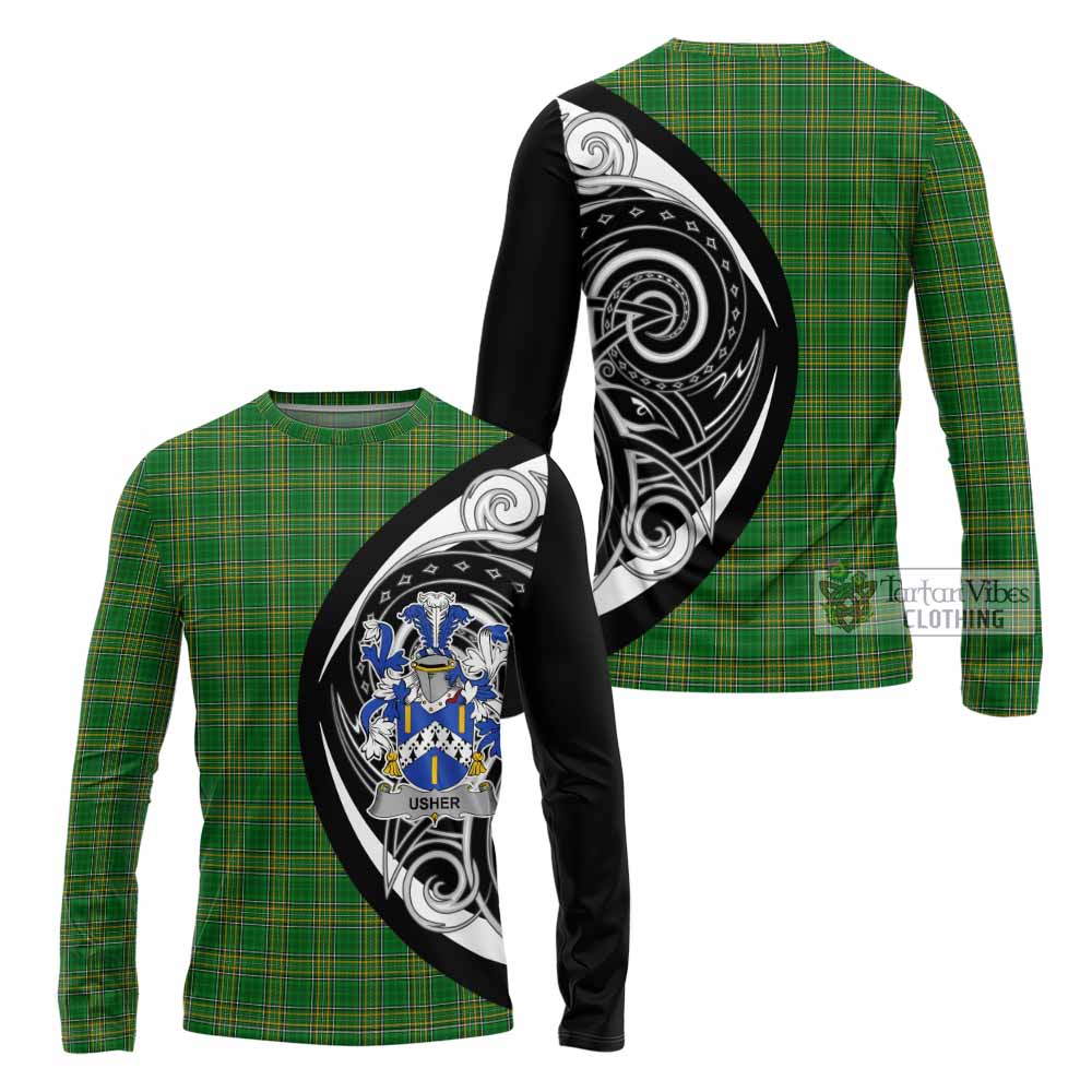 Tartan Vibes Clothing Usher Irish Clan Long Sleeve T-Shirt Celtic Circle Style