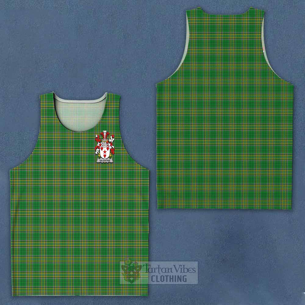 Tartan Vibes Clothing Valentine Irish Clan Tartan Men's Tank Top with Coat of Arms