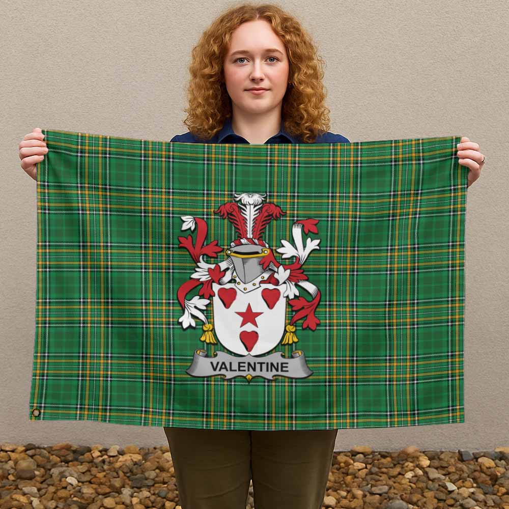 Tartan Vibes Clothing Valentine Irish Clan Tartan House Flag with Coat of Arms
