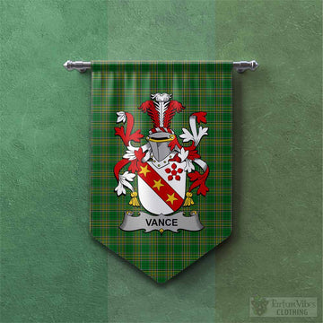 Vance Irish Clan Tartan Gonfalon, Tartan Banner with Coat of Arms