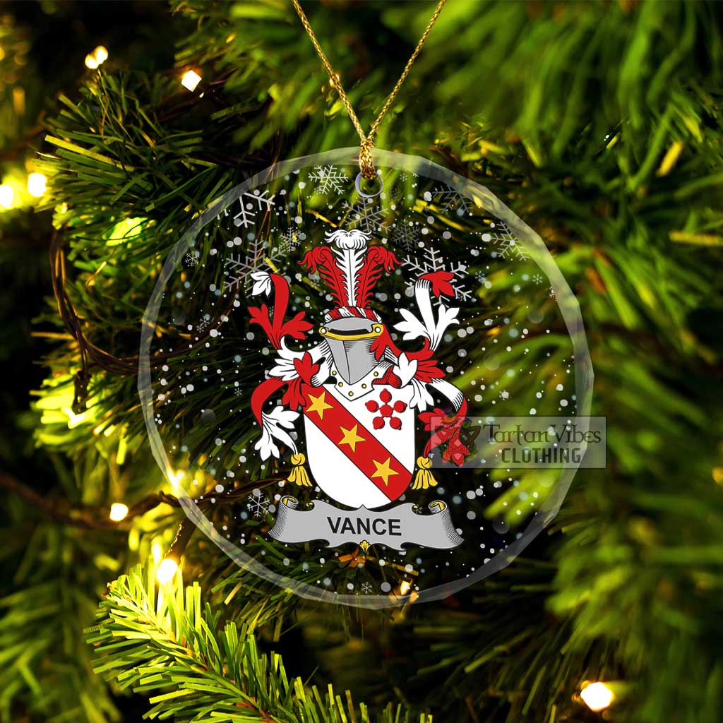 Vance Irish Clan Christmas Glass Ornament with Coat of Arms Transparent Glass Circle - 2D-tartanvibesclothing