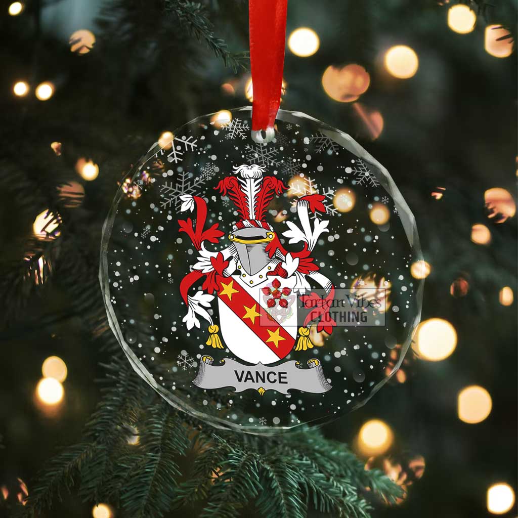 Vance Irish Clan Christmas Glass Ornament with Coat of Arms - 2D-tartanvibesclothing