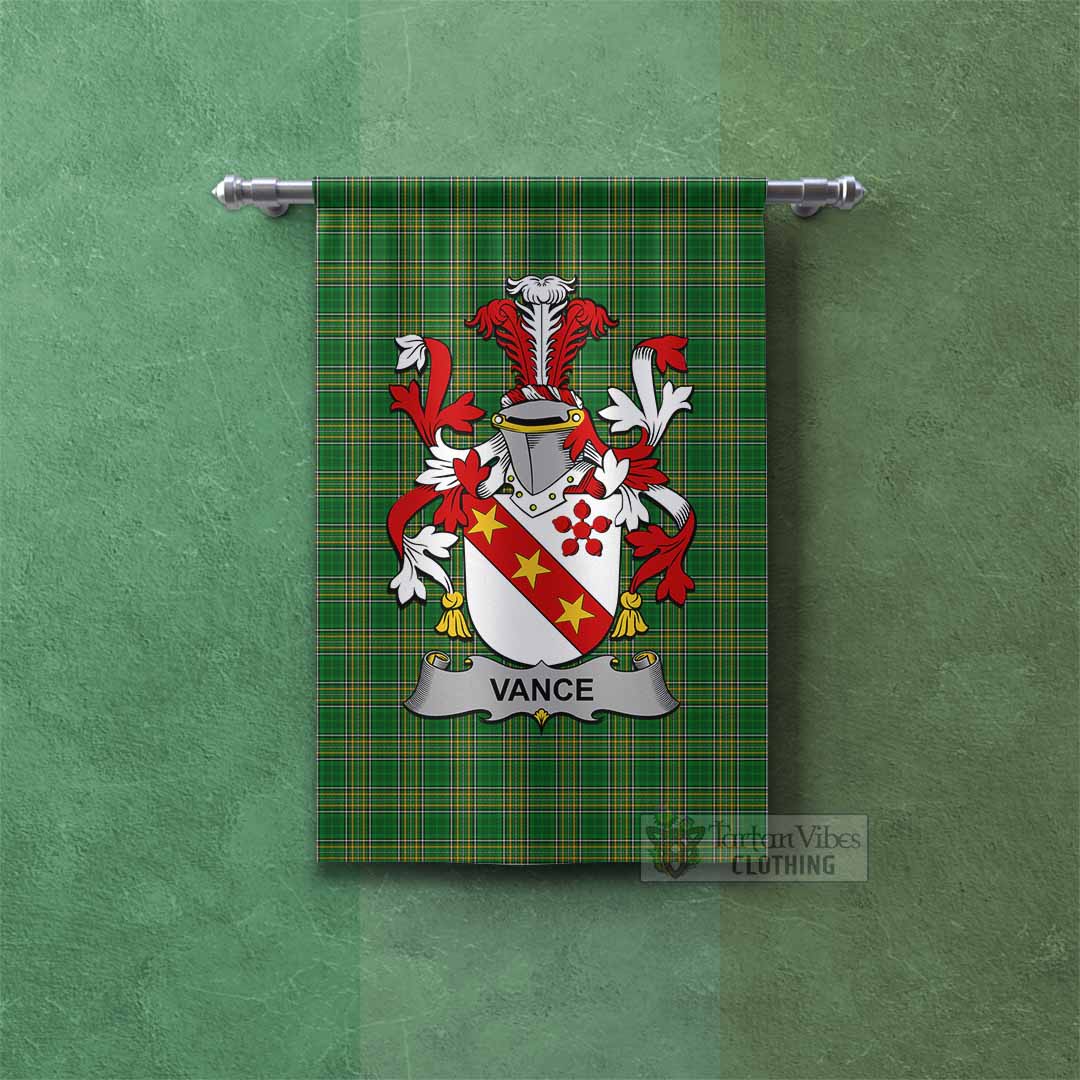 Vance Irish Clan Tartan Gonfalon, Tartan Banner with Coat of Arms Rectangle - Tartan Vibes Clothing