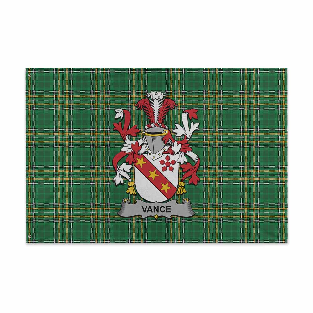 Tartan Vibes Clothing Vance Irish Clan Tartan House Flag with Coat of Arms