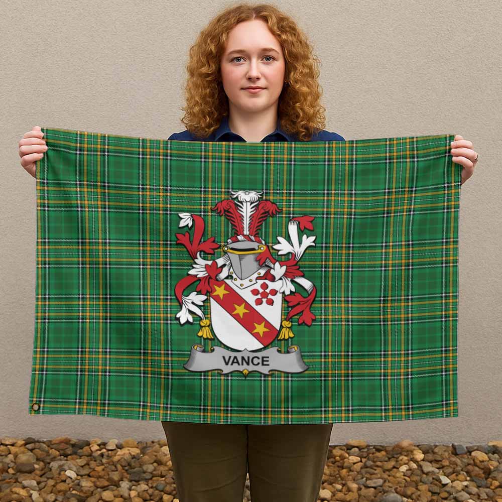 Tartan Vibes Clothing Vance Irish Clan Tartan House Flag with Coat of Arms