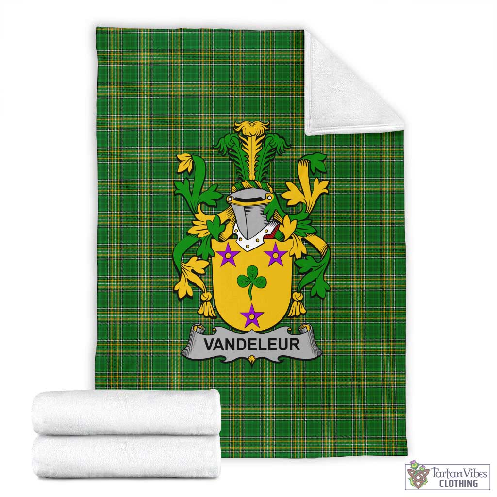 Tartan Vibes Clothing Vandeleur Irish Clan Tartan Blanket with Coat of Arms