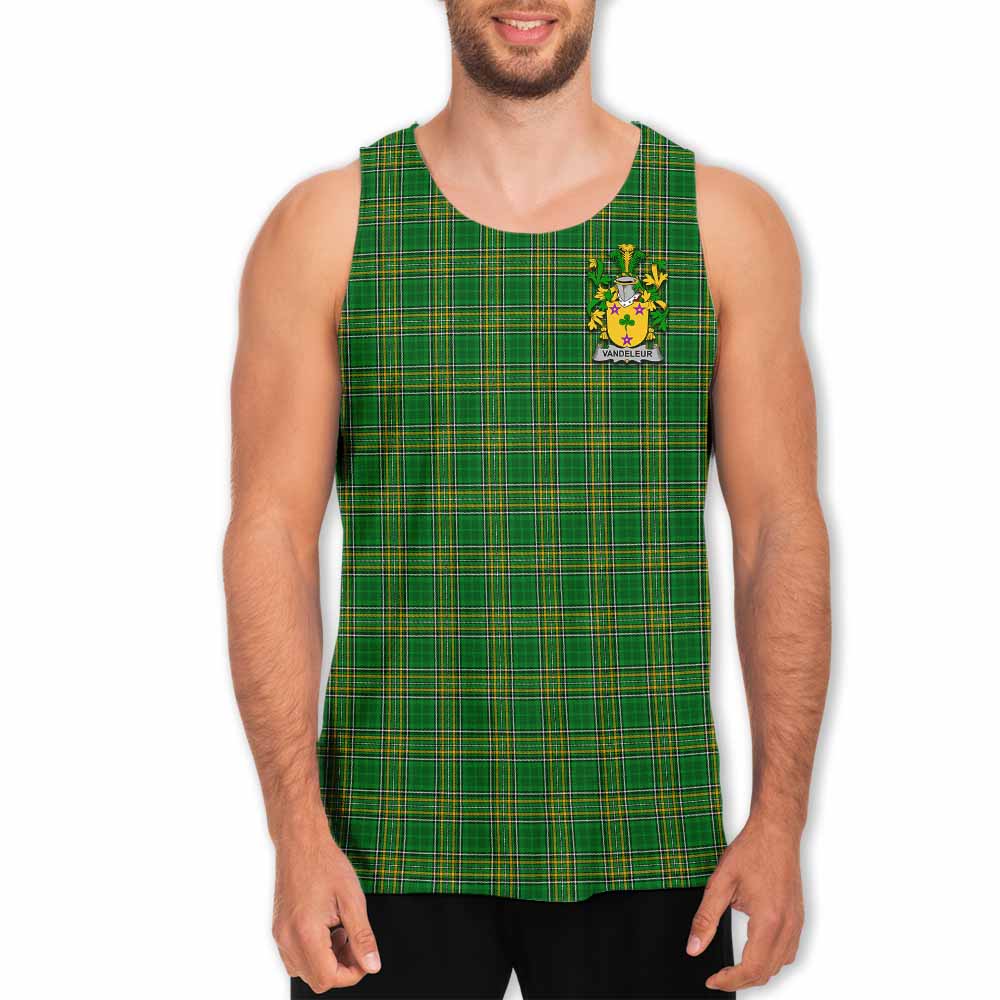 Tartan Vibes Clothing Vandeleur Irish Clan Tartan Men's Tank Top with Coat of Arms