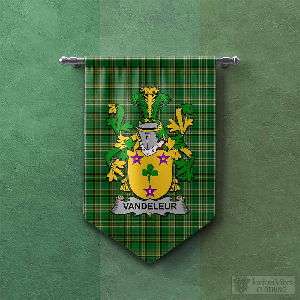 Tartan Vibes Clothing Vandeleur Irish Clan Tartan Gonfalon, Tartan Banner with Coat of Arms