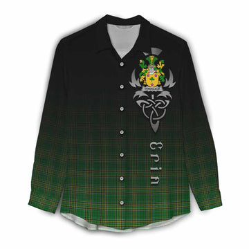 Vandeleur Irish Clan Women's Casual Shirt with Coat of Arms Erin Go Bragh Celtic Inspired