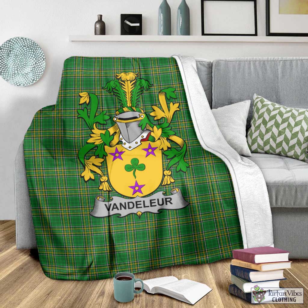 Tartan Vibes Clothing Vandeleur Irish Clan Tartan Blanket with Coat of Arms