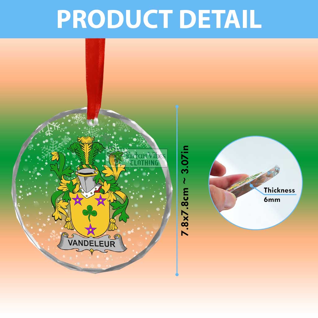 Tartan Vibes Clothing Vandeleur Irish Clan Christmas Glass Ornament with Coat of Arms